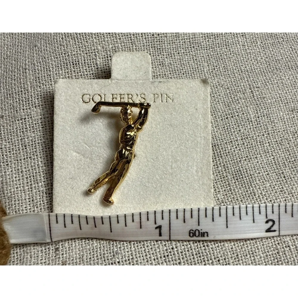2-Men Golfer Swinging Club and 1-Birdie with golf ball Gold Tone Collectible Pin - Picture 9 of 9